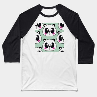 Cute Panda Vector Art Kids Pattern Seamless Baseball T-Shirt